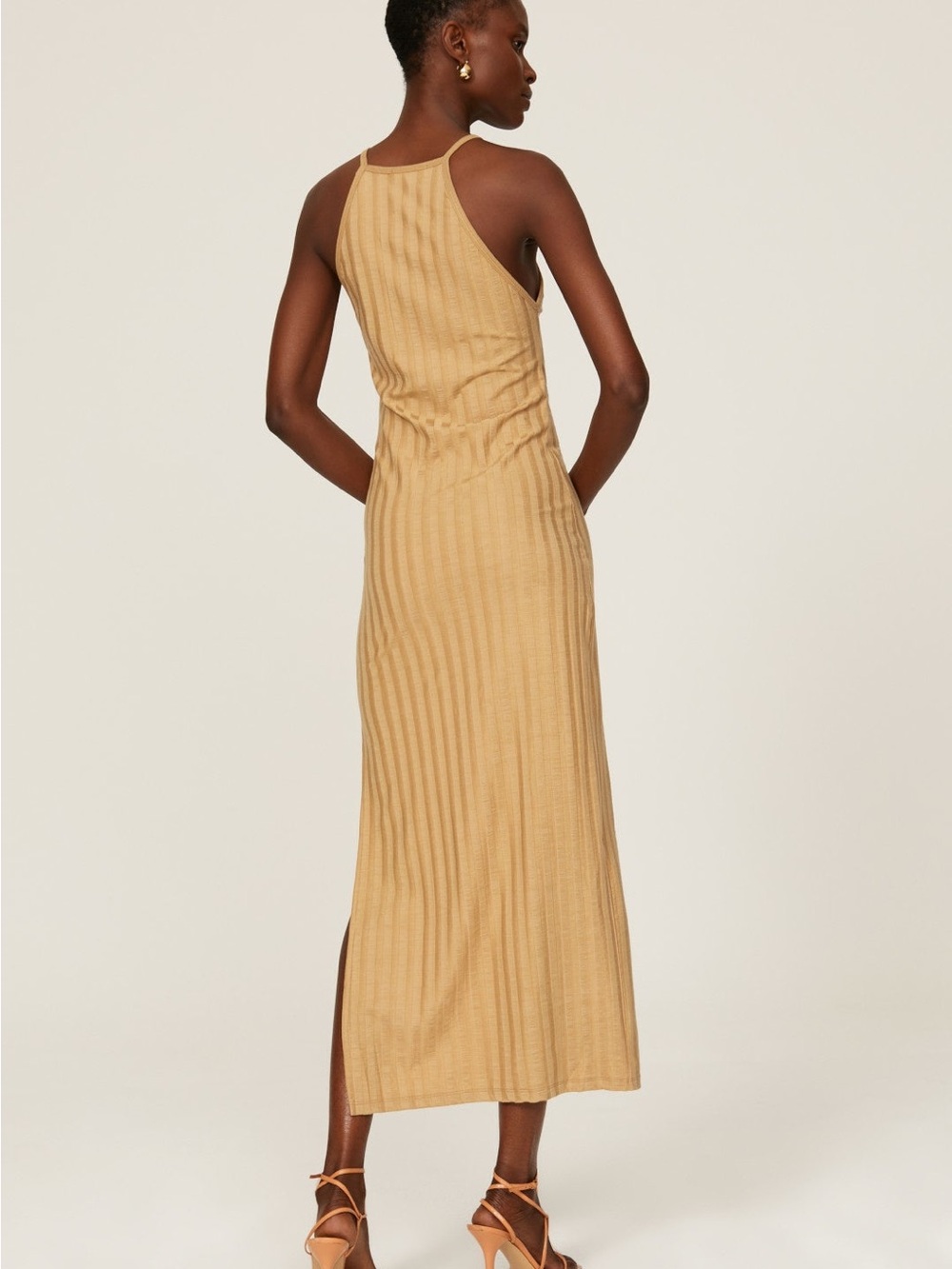 Jonathan Simkhai Tan Ribbed Halter Maxi Dress - Picture 3 of 8